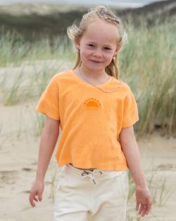 Rising sun terry towel kids t-shirt orange