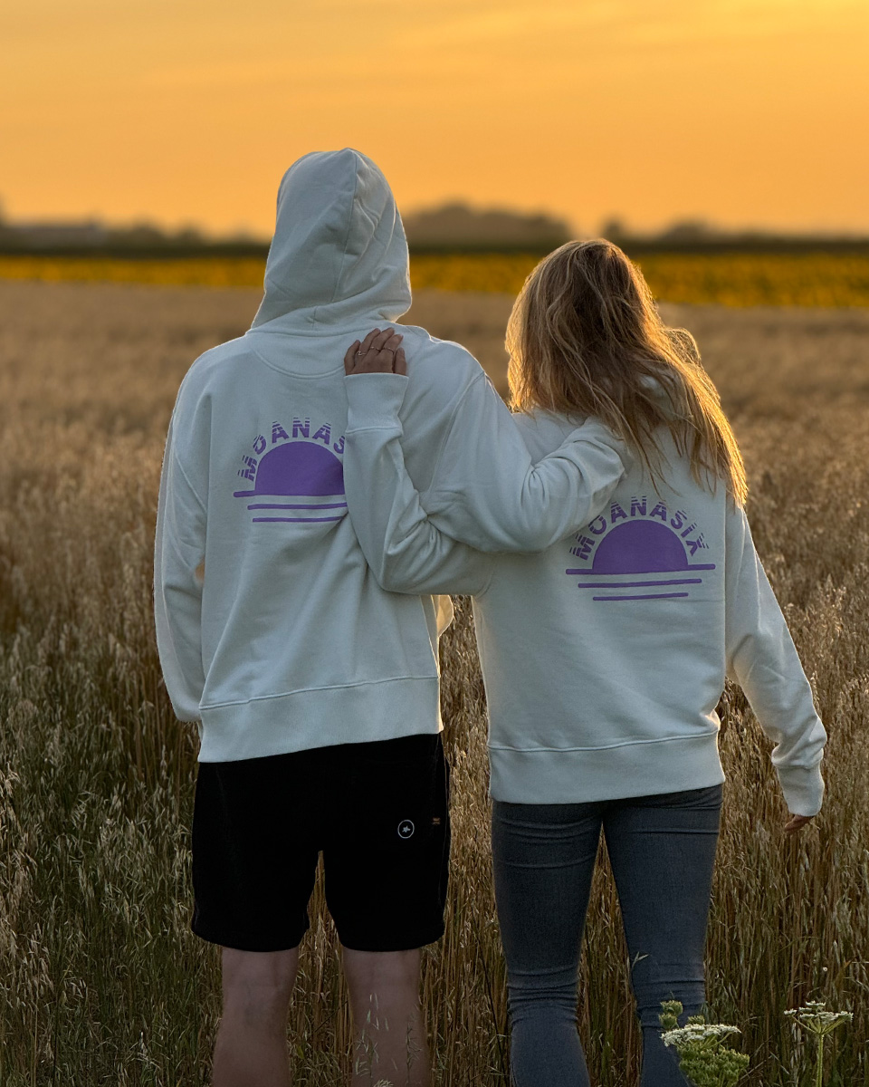 Rising sun hoodie white | lila (unisex)