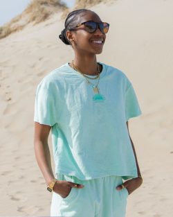 Rising sun terry towel t-shirt mint